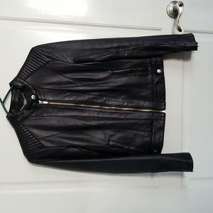 Cole Haan Black Lambskin Leather Jacket XS